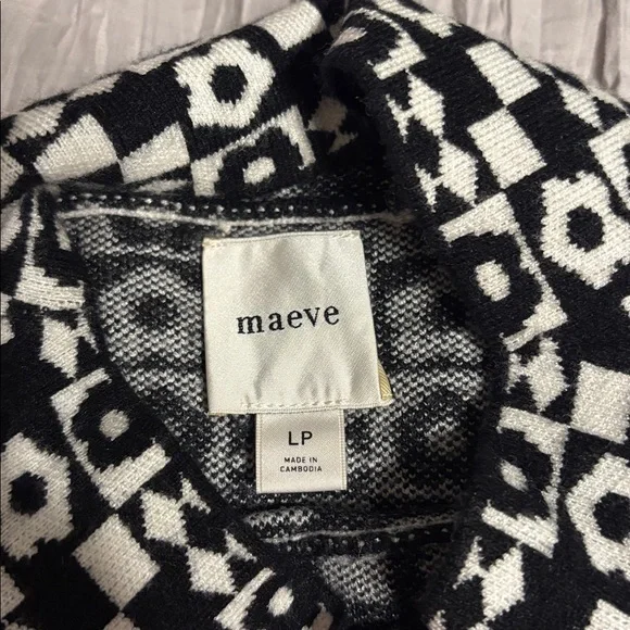 Maeve Black and White Geometric Turtleneck Sweater - Picture 2 of 5